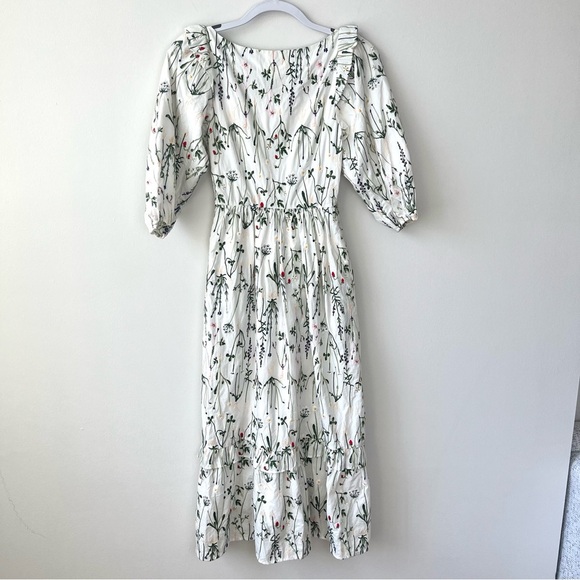 Meadows Bloom English Stem Floral Embroidered Maxi Cottagecore Dress - Picture 9 of 9
